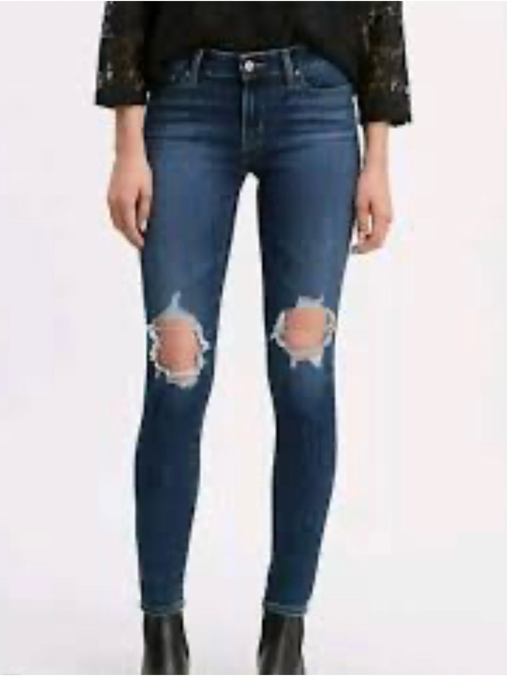 Levi's 711 Skinny Medium Wash Ripped Knee Skinny Jeans size 29